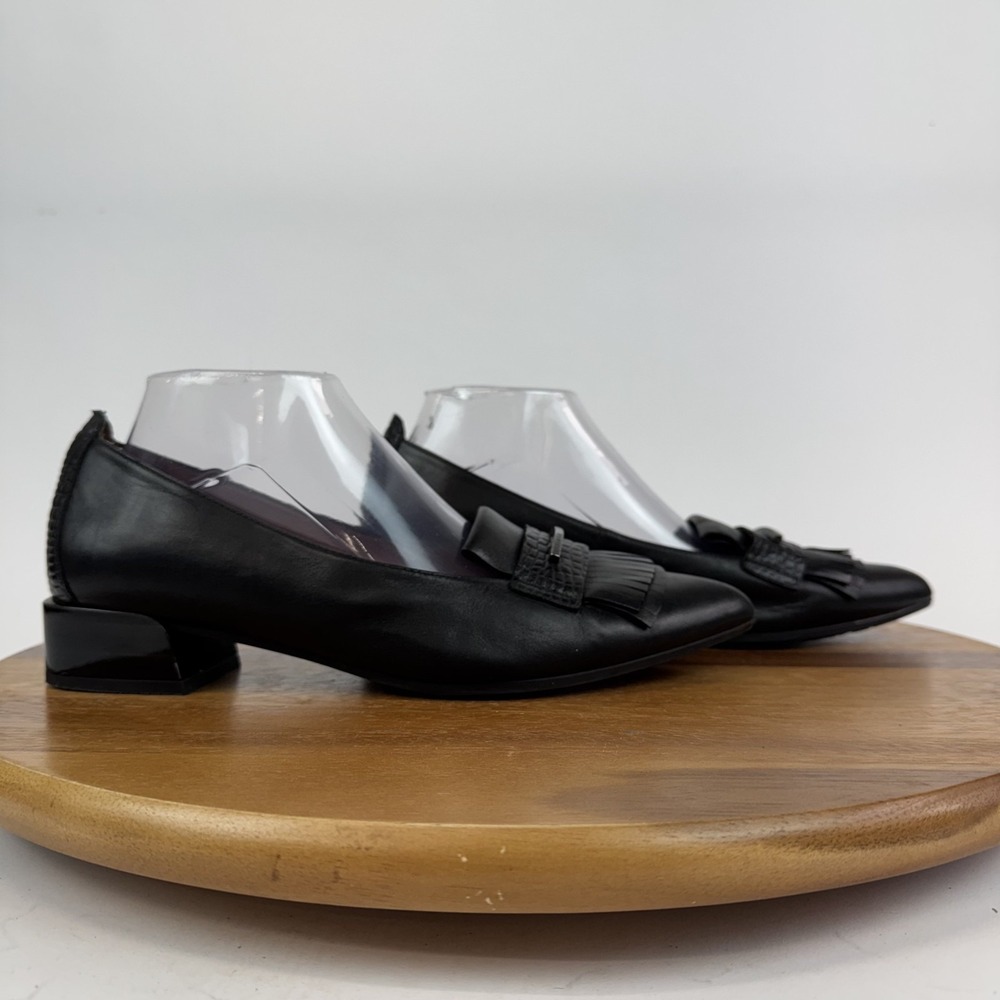 Womens Hispanitas Marla Black Leather Tasseled Formal Comfort Pumps‎ Size 39.5
